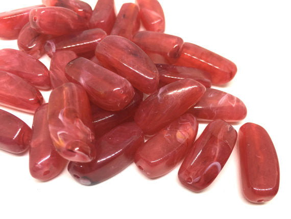 Red Beads, Fiesta Red, The Sprinkle Collection, 27mm Beads, Rectangle Beads, Log Beads, Bangle Beads, Bracelet Beads, Colorful Beads, necklace beads, acrylic beads