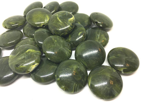 Green Beads, Olive Beads, The Eclipse Collection, 23mm Beads, circular acrylic beads, bracelet necklace earrings, jewelry making, bangle