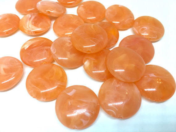 Orange Beads, Creamsicle, The Eclipse Collection, 23mm Beads, circular acrylic beads, bracelet necklace earrings, jewelry making, bangle