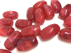 Red Beads, Fiesta Red, 32mm Log Gemstone Beads, THE TREASURE COLLECTION, The acrylic chunky craft supplies for wire bangle or jewelry making, statement necklace, round colorful beads