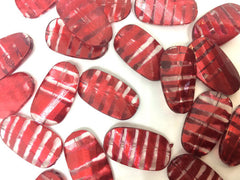 Red Beads, Striped Beads, 30mm Beads, big acrylic beads, bracelet necklace earrings, jewelry making, acrylic bangle bead, red jewelry