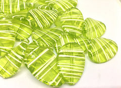 Lime Green Oval Beads handpainted with white stripes, 36mm bangle, statement necklace, orange beads, orange beads, green beads, bangle bead, striped bead