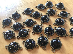 Black Glitter Druzy Beads w 2 Holes, Glitter Connector Beads, gold druzy, druzy bracelet, bangle beads, black bead, black jewelry bracelet
