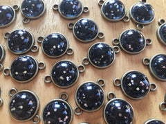 Black Glitter Druzy Beads w 2 Holes, Glitter Connector Beads, gold druzy, druzy bracelet, bangle beads, black bead, black jewelry bracelet