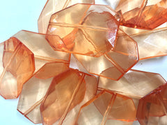 ORANGE Faceted 39mm acrylic beads, ORANGE beads, big brown beads, plastic chunky craft supplies for wire bangle or jewelry making