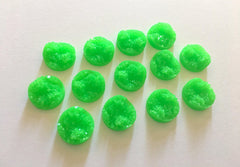 12mm Druzy Cabochons, Neon Green, jewelry making kit, earring set, diy jewelry, druzy studs, 12mm Druzy, cabochon, stud earrings,