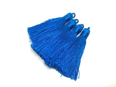 Electric Blue Tassels, tassel earrings, Silk Tassels, 3 Inch 80mm Tassel, blue jewelry, tassel necklace, blue necklace, electric blue tassel