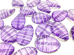 Purple Oval Beads painted with white stripes, 36mm bangle, statement necklace, purple beads, bangle beads, purple white beads, violet