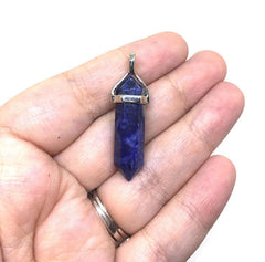 42mm Jade Dark Blue Pendant, silver charm, dark blue necklace maming, jade charm, blue charm, long necklace, blue necklace, jade necklace