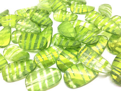Lime Green Beads, Striped Beads, 30mm Beads, big acrylic beads, bracelet necklace earrings, jewelry making, acrylic bangle bead, key lime