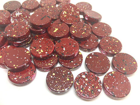 Maroon Red Beads, painted Beads, 20mm Beads, circular acrylic beads, bracelet necklace earrings, jewelry making, bangle beads, red necklace