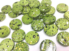 Lime Green Beads, painted Beads, 20mm Beads, circular acrylic beads, bracelet necklace earrings, jewelry making, bangle beads, green
