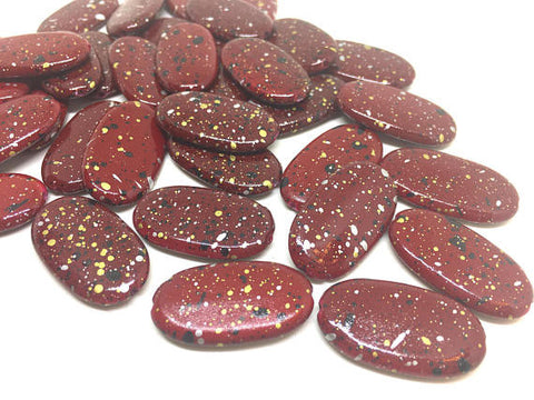 Maroon Painted Beads, Surf Collection, 30mm Beads, Rectangle Beads, Oval Beads, Bangle Beads, Bracelet Beads, necklace beads, red bangle