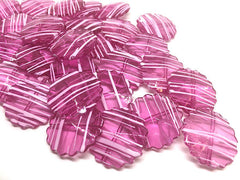 Pink Striped Flower Beads, 25mm beads, pink beads, striped print, pink necklace, pink jewelry, flower beads, pink acrylic beads, round beads