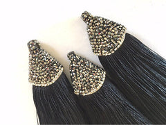 Black Tassels, tassel earrings, Bejeweled Tassels, 3.25 Inch 85mm Tassel, black jewelry, tassel necklace, black necklace, silk tassel, black