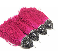 Pink Tassels, tassel earrings, Bejeweled Tassels, 3.25 Inch 85mm Tassel, pink jewelry, tassel necklace, pink necklace, pink tassel keychain