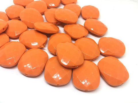 Orange Cushion Cut beads, orange 25mm Beads, Rectangle Beads, Oval Beads, Bangle Beads, Bracelet Beads, necklace beads, bangle beads