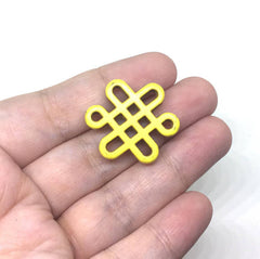 Yellow Chinese Knot Beads, 28mm beads, acrylic beads, yellow beads, bracelet necklace earrings, jewelry making, yellow bracelet, yellow jewe