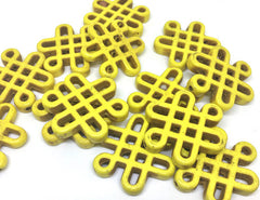 Yellow Chinese Knot Beads, 28mm beads, acrylic beads, yellow beads, bracelet necklace earrings, jewelry making, yellow bracelet, yellow jewe