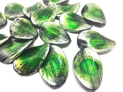 Large Green Sunburst Beads, oval beads, green painted beads, green and silver beads, green bracelet, green jewelry, green necklace, silver
