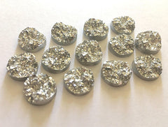 12mm Druzy Cabochons, Silver Glitter, jewelry making kit, earring set, diy jewelry, druzy studs, 12mm Druzy, cabochon, stud earrings