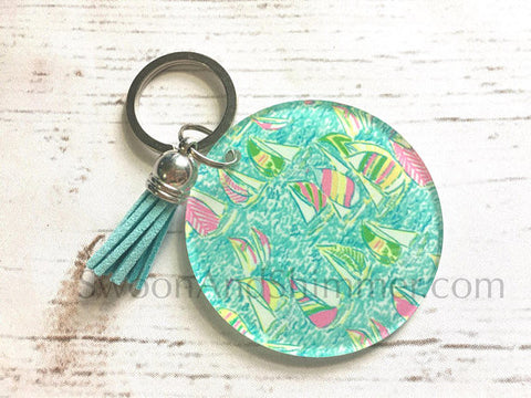 Sailboats Acrylic Blanks, 2.5 Inch Circles 1 Hole, tassel Keychain blanks, blank acrylics, circle keychains, monogram keychain, pink blue