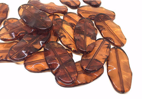 XL coffee oval surf board beads, clear faceted acrylic beads, bangle beads, jewelry making, large acrylic beads, brown oval beads, brown