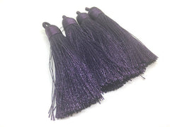 Deep Purple Tassels, tassel earrings, Silk Tassels, 3 Inch 80mm Tassel, purple jewelry, tassel necklace, dark purple necklace, long necklace