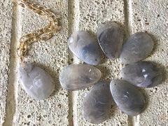 Gray Teardrop Pendants, 57x36mm, acrylic gem pendants, 1 hole pendants, long necklace, wire wrapped pendant, wrapping pendant gray necklace