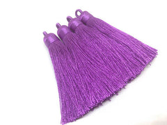 Violet Purple Tassels, tassel earrings, Silk Tassels, 3 Inch 80mm Tassel, purple jewelry, tassel necklace, purple necklace, long purple tassel