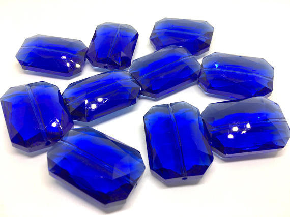34mm Glass Crystal in royal blue crystals, faceted crystals for jewelry creation, wire bangle making, glass beads, bangle beads, bracelet