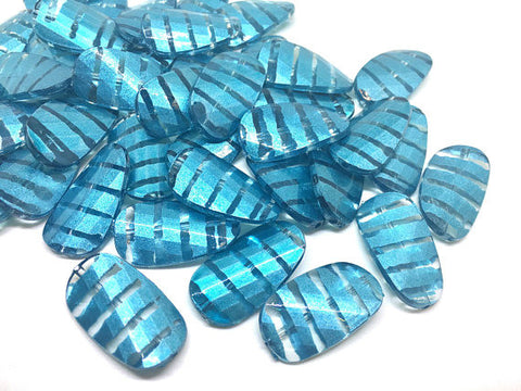 Turquoise Beads, Striped Beads, 30mm Beads, big acrylic beads, bracelet necklace earrings, jewelry making, acrylic bangle bead, blue jewelry