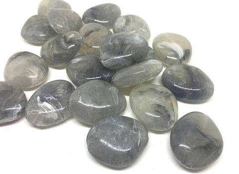 Gray 31mm acrylic beads, chunky statement necklace, wire bangle, jewelry making, QUEEN Collection, oval beads, large gray beaded necklace