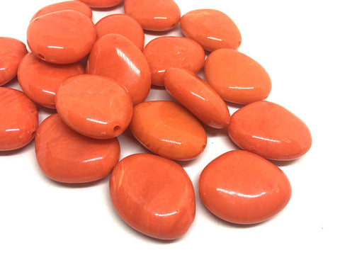 Orange 31mm acrylic beads, chunky statement necklace, wire bangle, jewelry making, QUEEN Collection, oval beads, large orange bead necklace