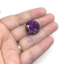 Gold Purple Black Beads, painted Beads, 20mm Beads, circular acrylic beads, bracelet necklace earrings, jewelry making, bangle beads, black