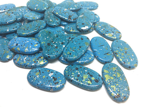 Blue Painted Beads, Surf Collection, 30mm Beads, Rectangle Beads, Oval Beads, Bangle Beads, Bracelet Beads, necklace beads, blue bangle