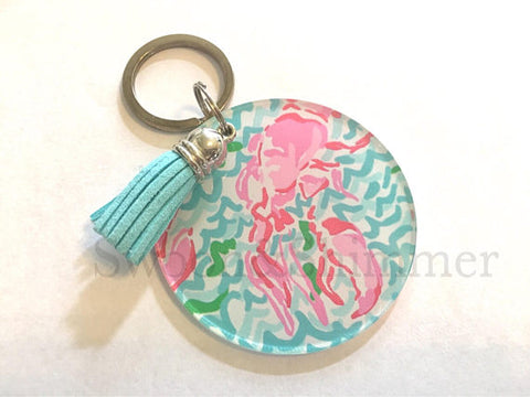 Lobster Acrylic Blanks, 2.5 Inch Circles 1 Hole, tassel Keychain blanks, blank acrylics, circle keychains, monogram keychain, blue tassel