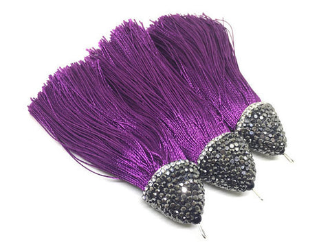 Royal Purple Tassels, tassel earrings, Bejeweled Tassels, 3.25 Inch 85mm Tassel, purple jewelry, tassel necklace, purple necklace, keychain
