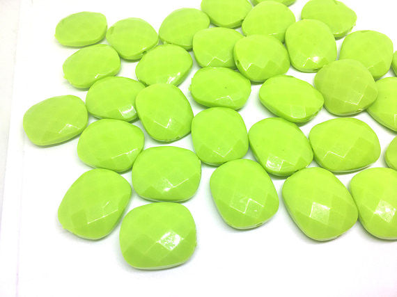Lime Green Cushion Cut beads, green 25mm Beads, Rectangle Beads, Oval Beads, Bangle Beads, Bracelet Beads, necklace beads, bangle beads