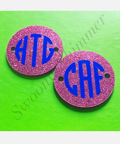 Monogram Disc Beads - 3 Letter Circle Monogram - Pick your Disc Color AND font color! - 1.25 Inch Beads for Bangle Making