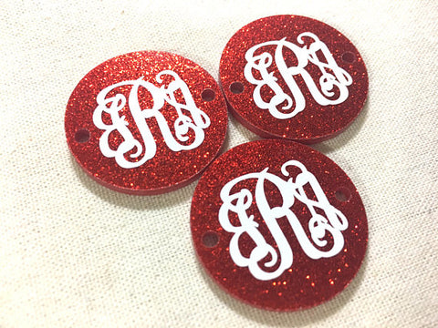 Monogram Disc Beads - 3 Letter Circle Monogram - Pick your Disc Color AND font color! - 1.25 Inch Beads for Bangle Making