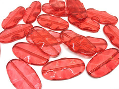 XL Red oval surf board beads, red faceted acrylic beads, bangle beads, jewelry making, large acrylic beads, red oval beads, red jewelry