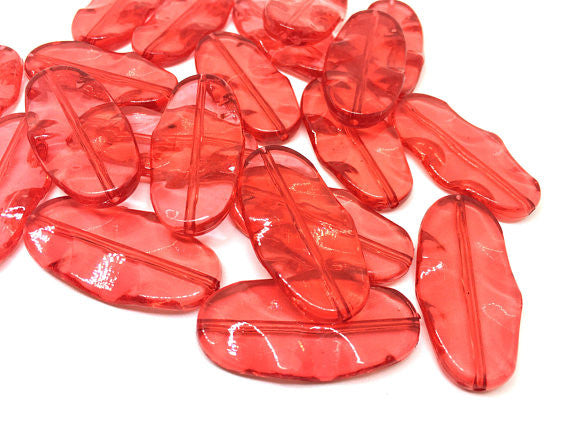 XL Red oval surf board beads, red faceted acrylic beads, bangle beads, jewelry making, large acrylic beads, red oval beads, red jewelry