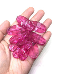 XL dark pink oval surf board beads, clear faceted acrylic beads, bangle beads, jewelry making, large acrylic beads, pink oval beads, pink