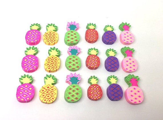 Pineapple Beads, Clay Beads, Pink Green Yellow, Purple beads, bracelet necklace earrings, jewelry making, clay beads, bangle bead