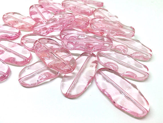 XL light pink oval surf board beads, clear faceted acrylic beads, bangle beads, jewelry making, large acrylic beads, pink oval beads