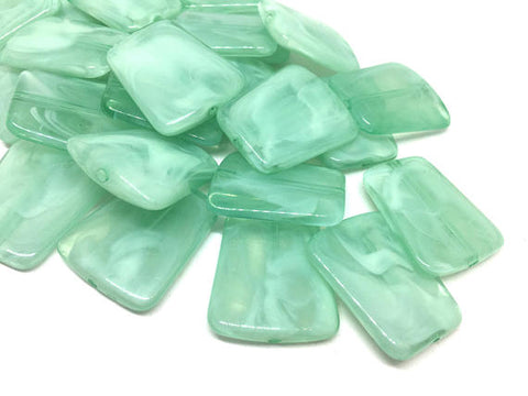 Mint Green Trapezoid 33mm big acrylic beads, green chunky craft supplies, mint wire bangle, jewelry making, mint statement necklace, mint