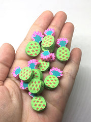 Pineapple Beads, Clay Beads, green beads, bracelet necklace earrings, jewelry making, clay beads, bangle bead, pineapple decor beads lime