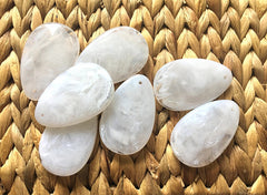White Teardrop Pendants, 57x36mm, acrylic gem pendants, 1 hole pendants, long necklace, wire wrapped pendant, wrapping pendant creamy white