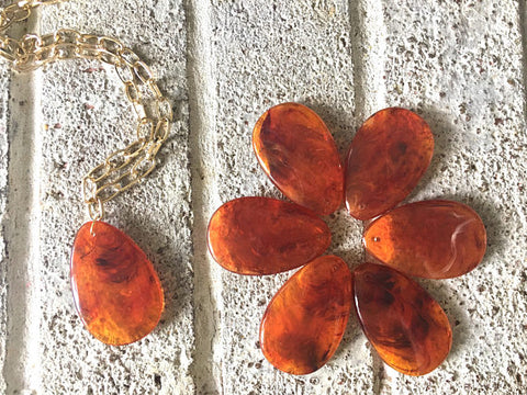 Amber Teardrop Pendants, 57x36mm, acrylic gem pendants, 1 hole pendant, long necklace, wire wrapped pendant, wrapping pendant reddish brown